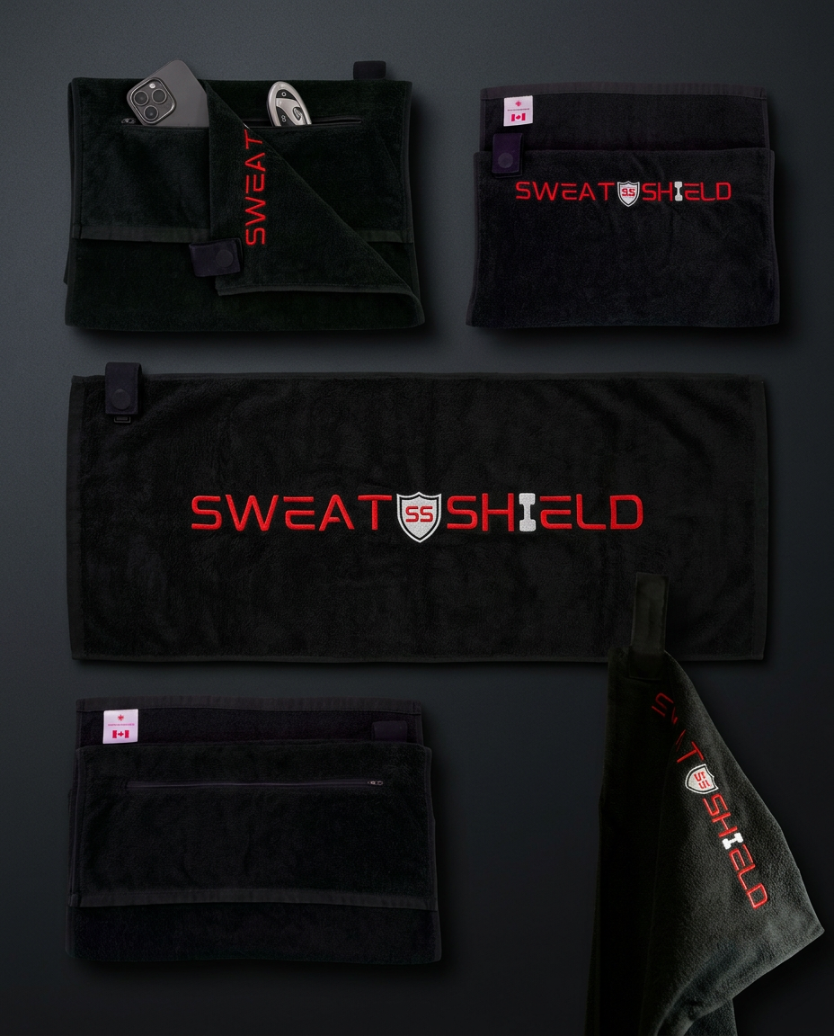 SweatShield twill magnet clip strap and zip pocket detail